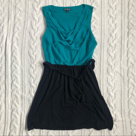 Express M black & teal mini dress NWOT - Picture 3 of 6